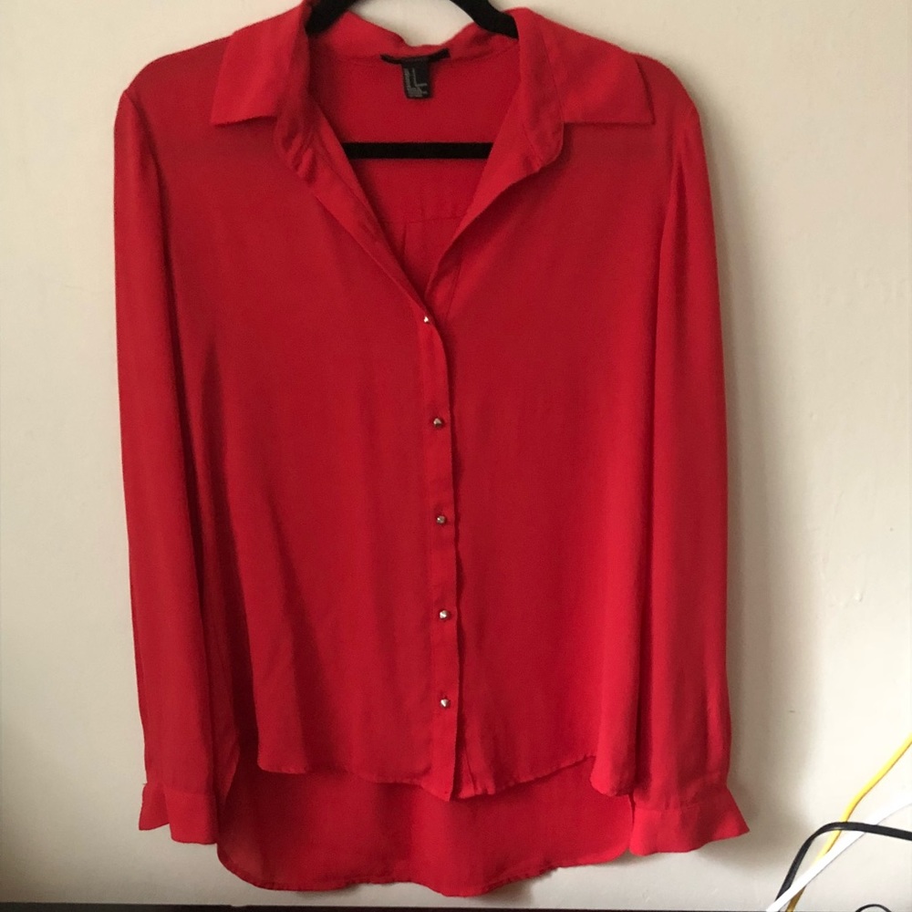 Red long sleeve blouse